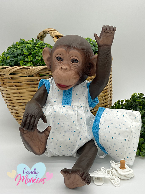 Bebé Chimp Pelele Estrellas Celeste - Imagen 4