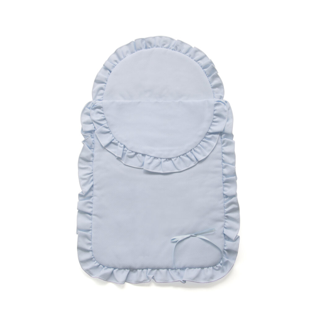 Colcha y Almohada Celeste Coche De Muñecas