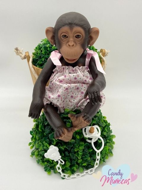 Bebé Chimp Ranita Flores Rosa - Imagen 3