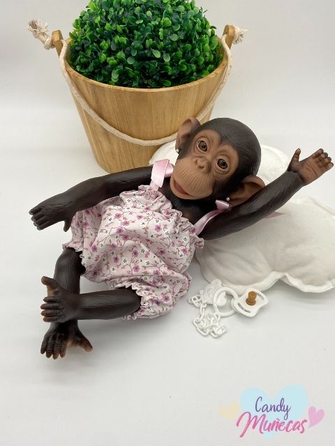 Bebé Chimp Ranita Flores Rosa - Imagen 2