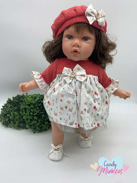 Muñeca Cuerpo De Tela Susette Paris 45 cm Mecanismo Habladora - Fabricado en España