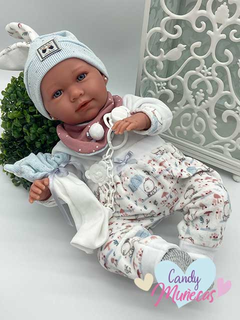 Muñeca Cuerpo De Tela Mimi Cojín Seta Llorona 42 cm - Fabricado en España - Imagen 2