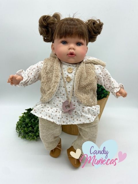 Muñeca Cuerpo De Tela Tita Pelo Castaño - Fabricado en España