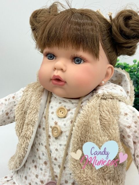 Muñeca Cuerpo De Tela Tita Pelo Castaño - Fabricado en España - Imagen 2