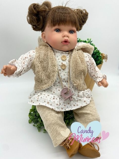 Muñeca Cuerpo De Tela Tita Pelo Castaño - Fabricado en España - Imagen 3