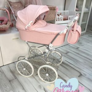 Cochecito para muñecas de 85 cm de altura manillar regulable - POLIPIEL ROSA
