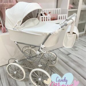 Cochecito para muñecas de 85 cm de altura manillar regulable - POLIPIEL BLANCO