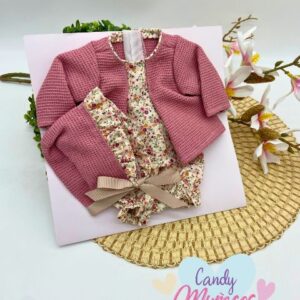 Ropa para muñecas de 36-38 cm fabricada en España - CONJUNTO ROSA ESTAMPADO