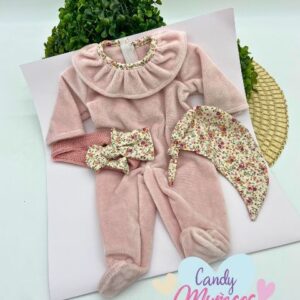 Ropa para muñecas de 40 cm fabricada en España - BUZO ROSA TERCIOPELO