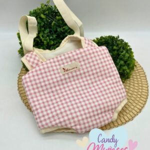 Mochila portabebé para muñecas y muñecos - ROSA CUADROS VICHY