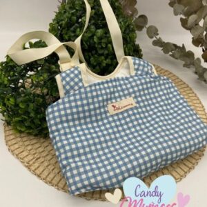 Mochila Porteo Muñecas Vichy Azul