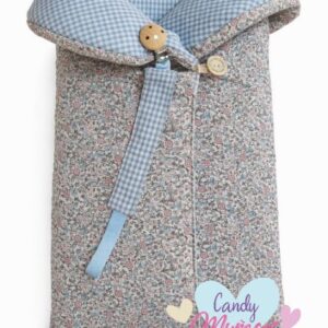 Saco Reversible C/ Chupetero Liberty / Vichy Azul Fabricado en España
